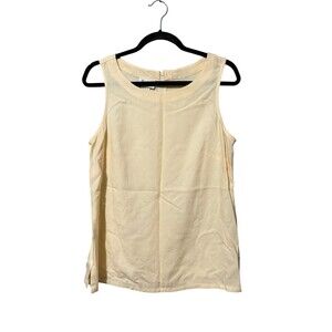 Vintage Virginia Cream Linen Blend Sleeveless Shell Top USA Size S